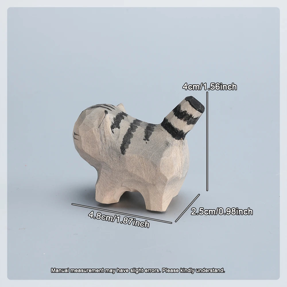 Christmas decoration cat figurine unique handmade wood carving cat ornaments kitten sculpture decor for home office