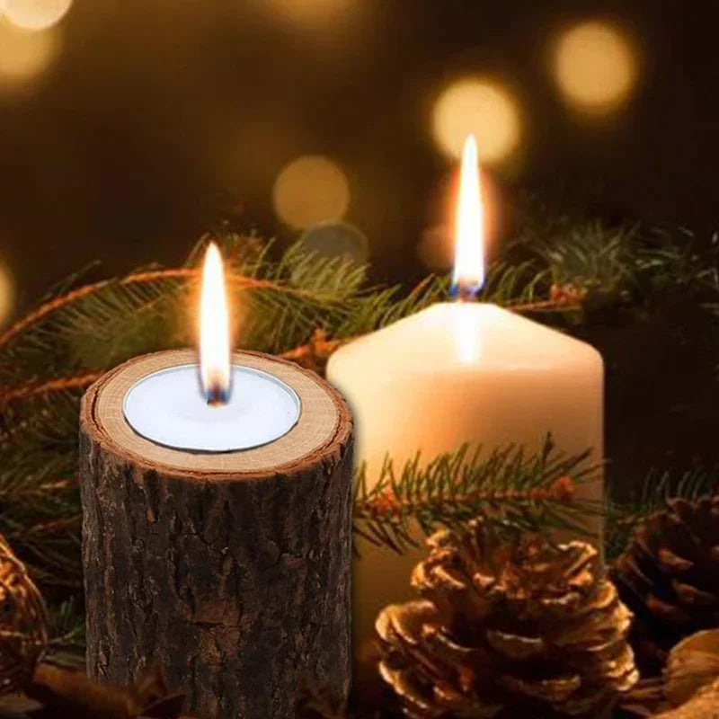 Rustic wooden tea light candle holder succulent plant pot tray holders wedding birthday table centerpieces decoration