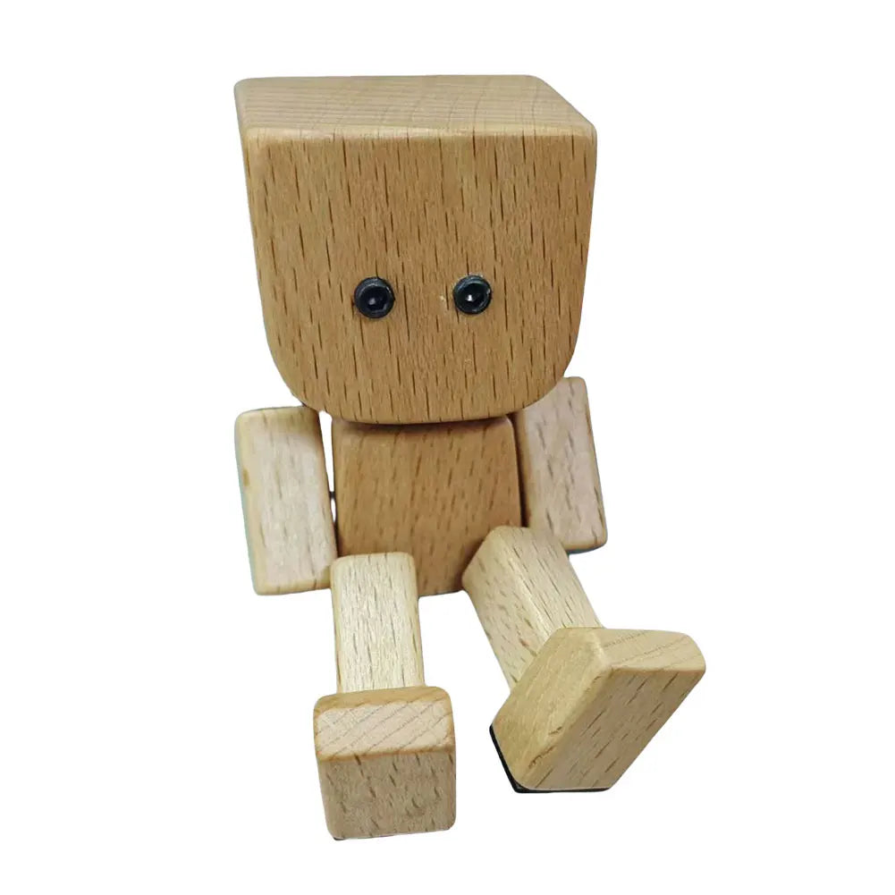 Shaking wooden man figurine magnetic changeable emoticon car dashboard decoration air outlet fragrance ornaments