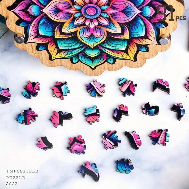 Galaxy inspired irregular wooden puzzle colorful blooms high difficulty level perfect for christmas & halloween gifts