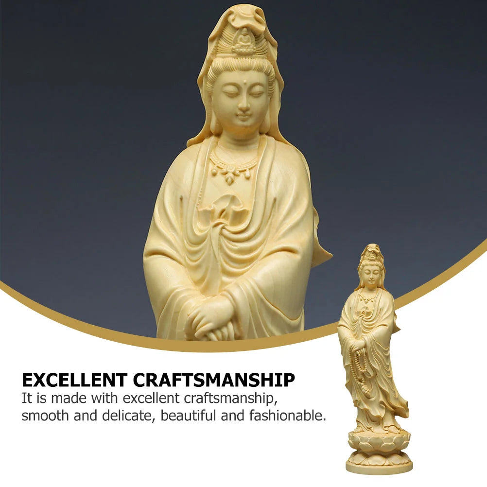 Wooden statue buddha sculpture home decor desktop nament office adornment statues craft garden accessories religious