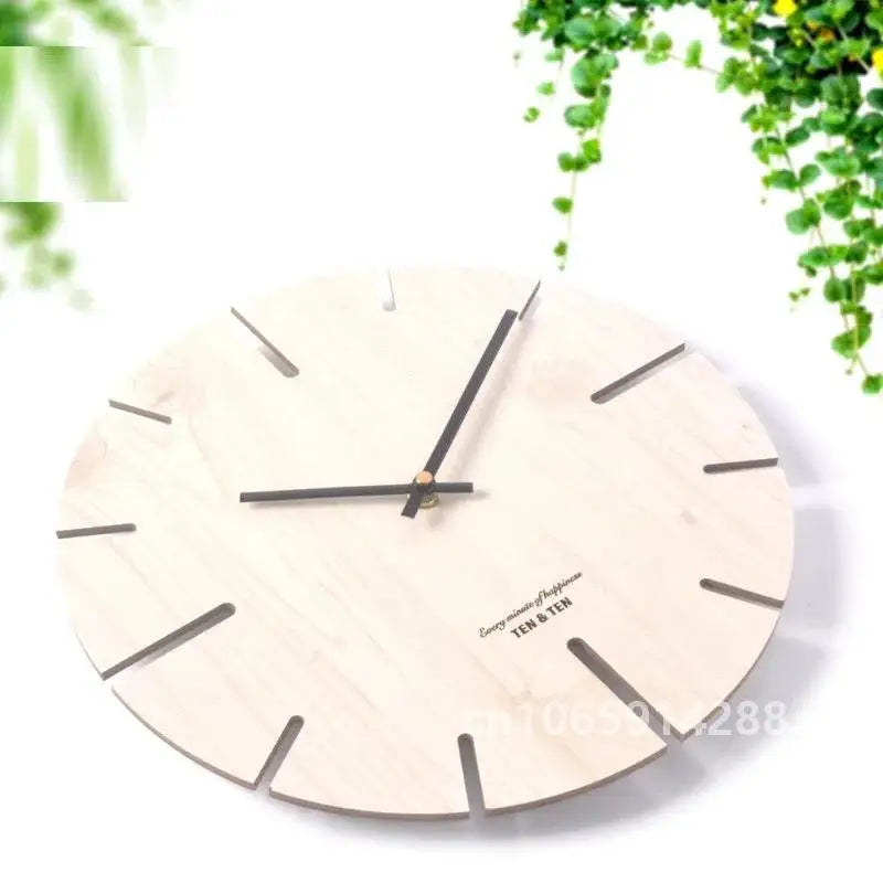 Nordic retro wooden wall clock corridor living room decoration solid wood quiet clocks hanging watch cafe store home