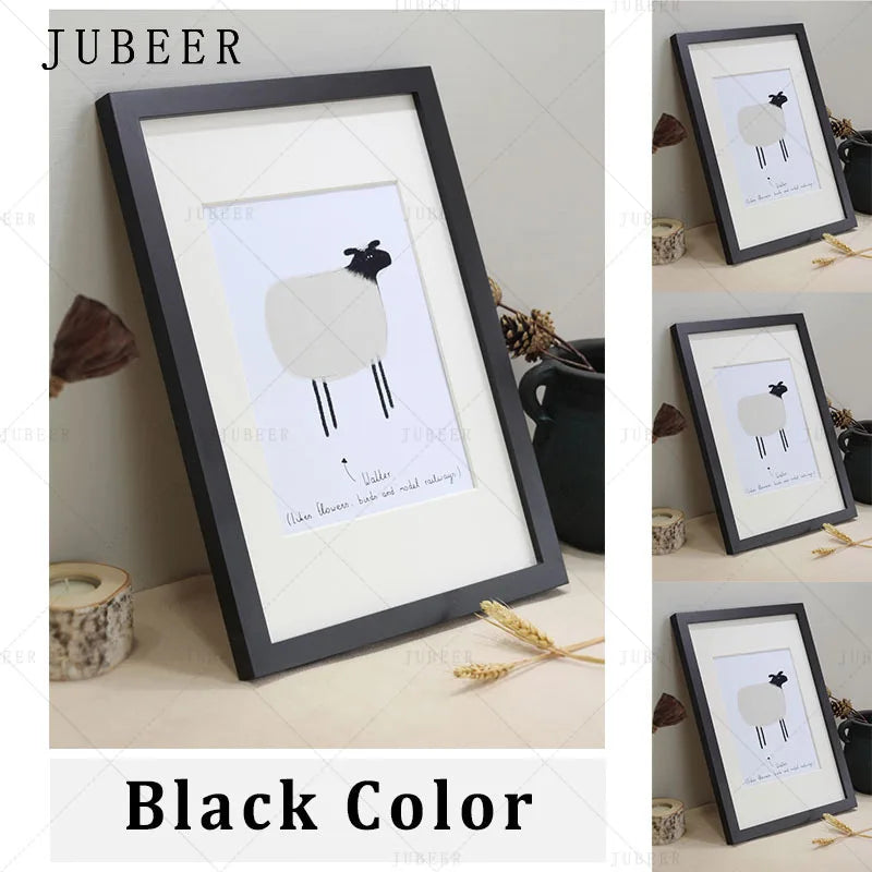 A4 a3 photo frame wooden black white color picture frames for poster wall art hanger