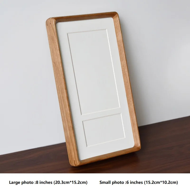 New stylish diy dual and triple grid photo frames creative solid wood tabletop display frame picture holder - cherry