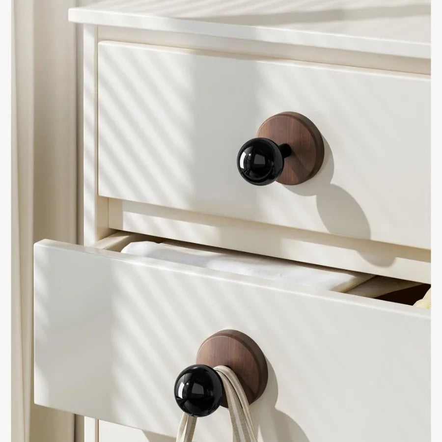 Adhesive wooden wall hooks2pack farmhouse decorative tural dark walnut wood mounted hook for towel keys hats coats robe