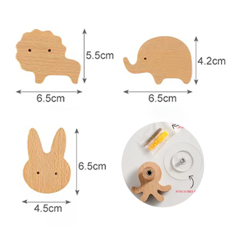 3pcs wood hooks organization wall holder clothes hanger keychain door hook bathroom kitchen accessories deco for home