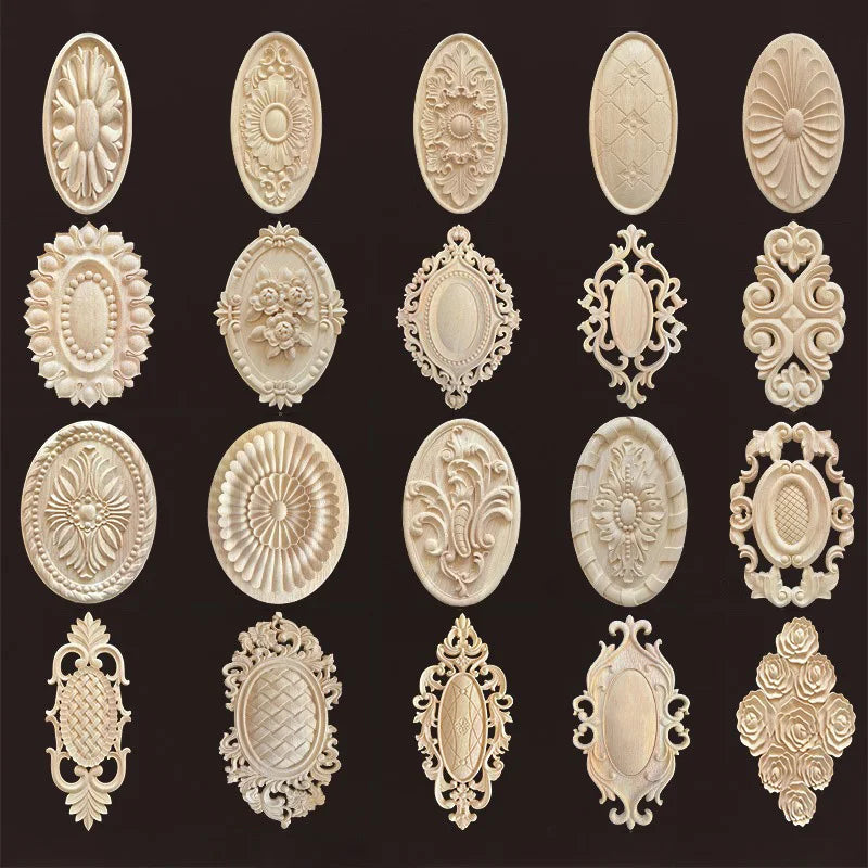 Vintage style rubber wood applique for living room cabinet easy-install onlays diy renovation upgrade furniture