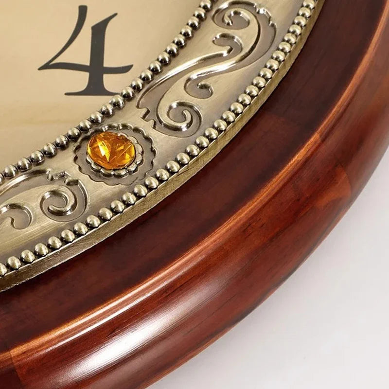 Solid wood frame wall clock living room modern luxury design vintage clocks nordic aesthetic watch home decoration