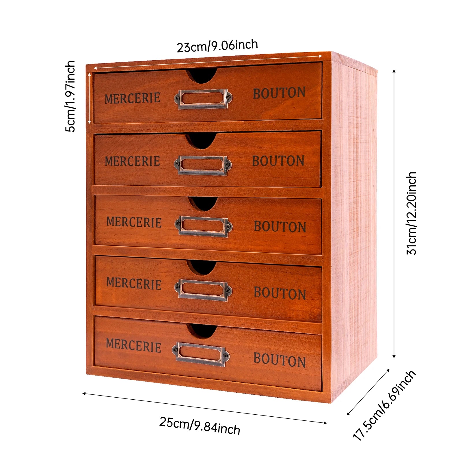 5 drawer wooden desk organizer 23*17.5*5cm storage drawers vintage shelf used in an office study bedroom dresser