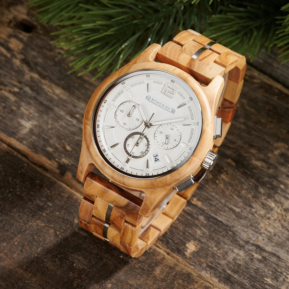 Bobobird men’s wooden watch quartz luxury wristwatch clock eco-friendly natural wood timepiece gift for him support