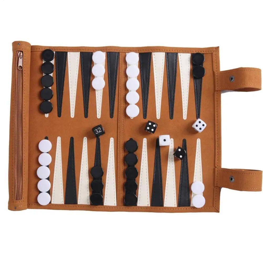 Chess backgammon board game travel set strategy playing pieces dice cups wooden for table games - roll / belgium
