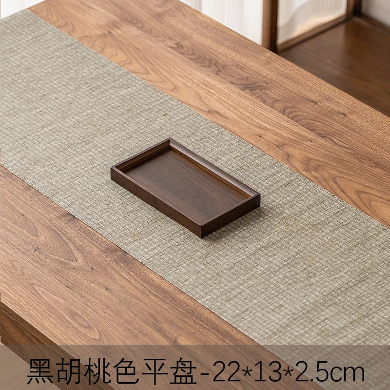 Large size rectangular bamboo wood tea tray display plate walnut color set cup storage handle home use japanese sle