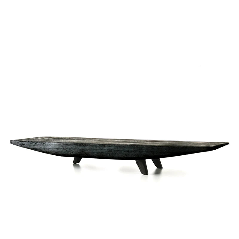 Living room black high-end coffee table ornament solid wood decoration pendulum candle holder home blogger