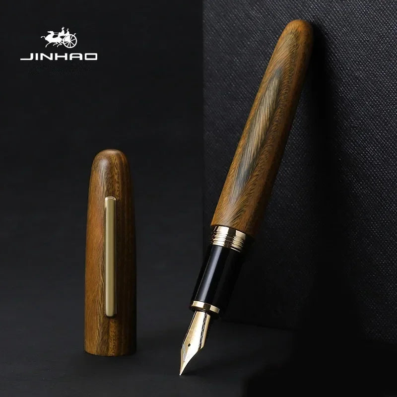 Jinhao 9056 natural wood fountain pen handmade ef/m/f nib ink with converter school office supplies stationery pk 9019