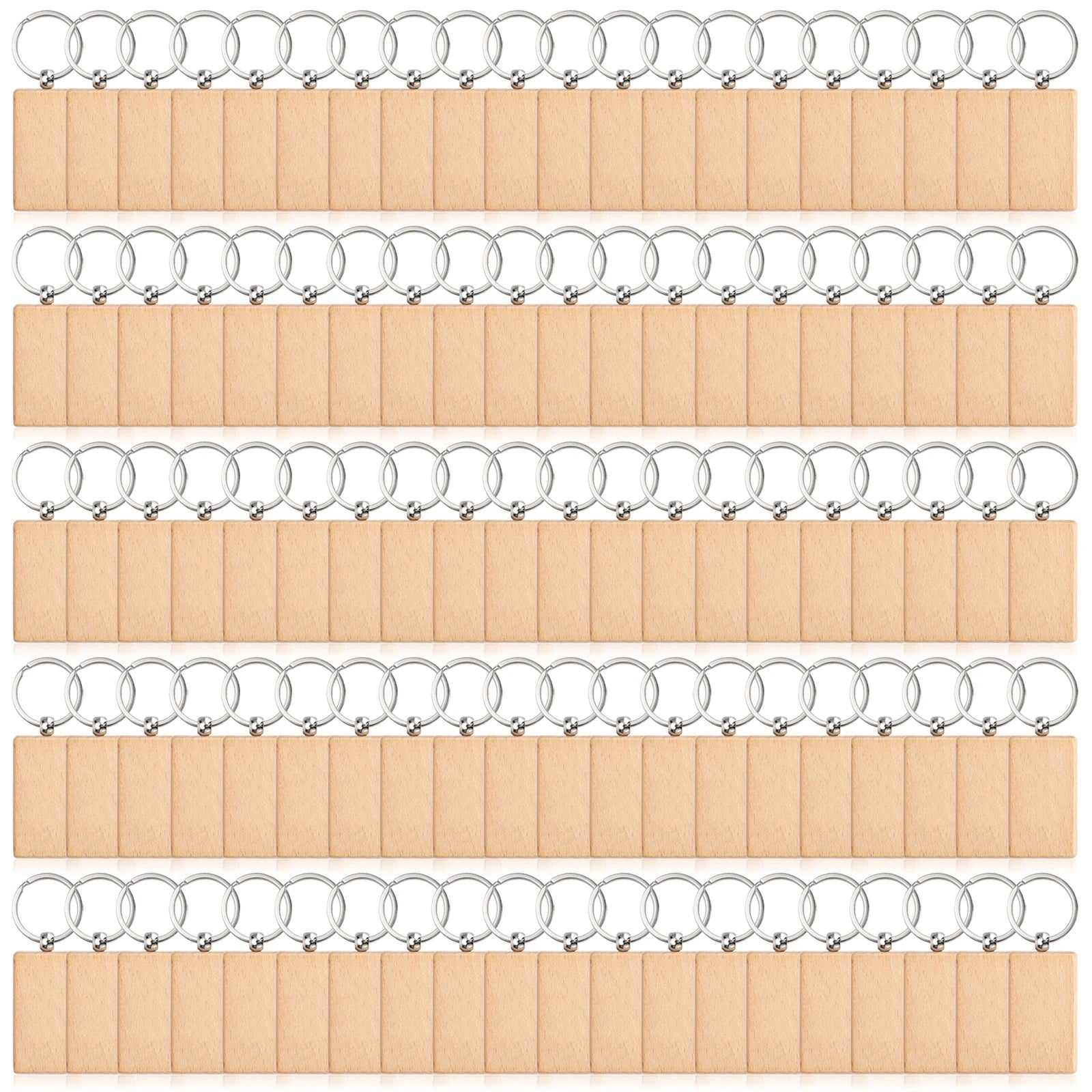 100pcs blank wooden keychain rectangular engraving key id can be engraved diy - x - chain