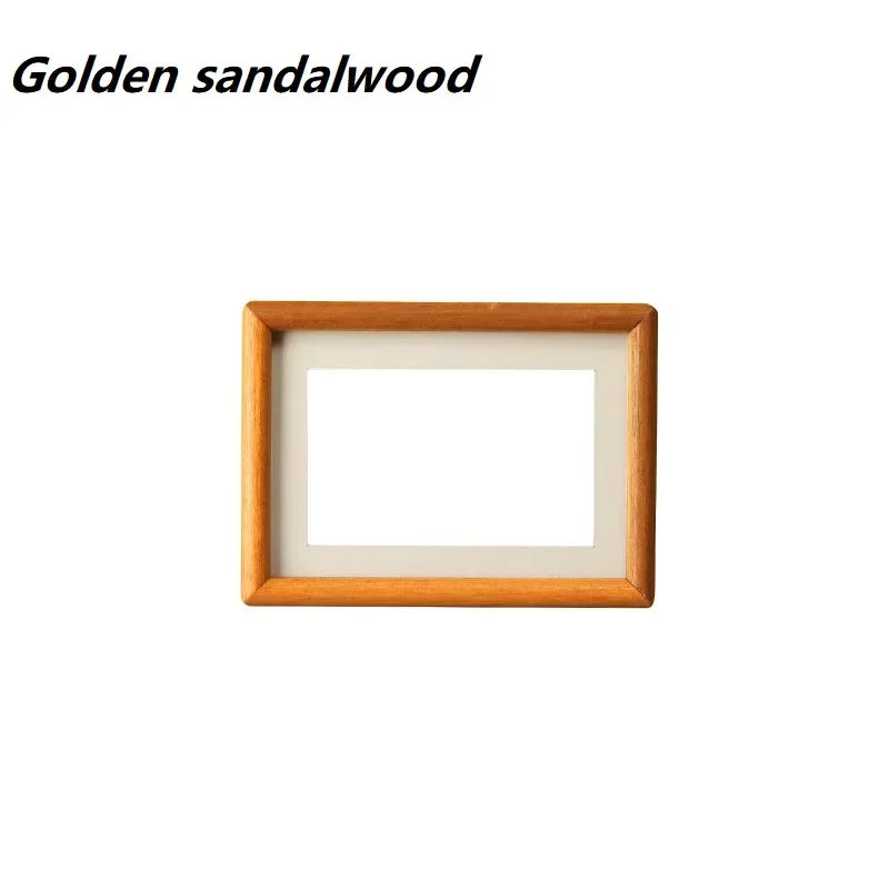 Solid wood round corner picture frame walnut and golden sandalwood minimalist design tabletop home decor - 16.6x11.6cm