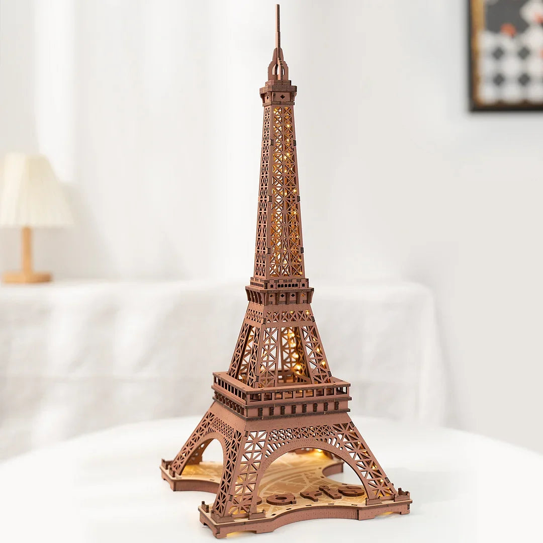 Robotime rolife night of the eiffel tower 3d wooden puzzle for teens adult miniature views famous buildings toys