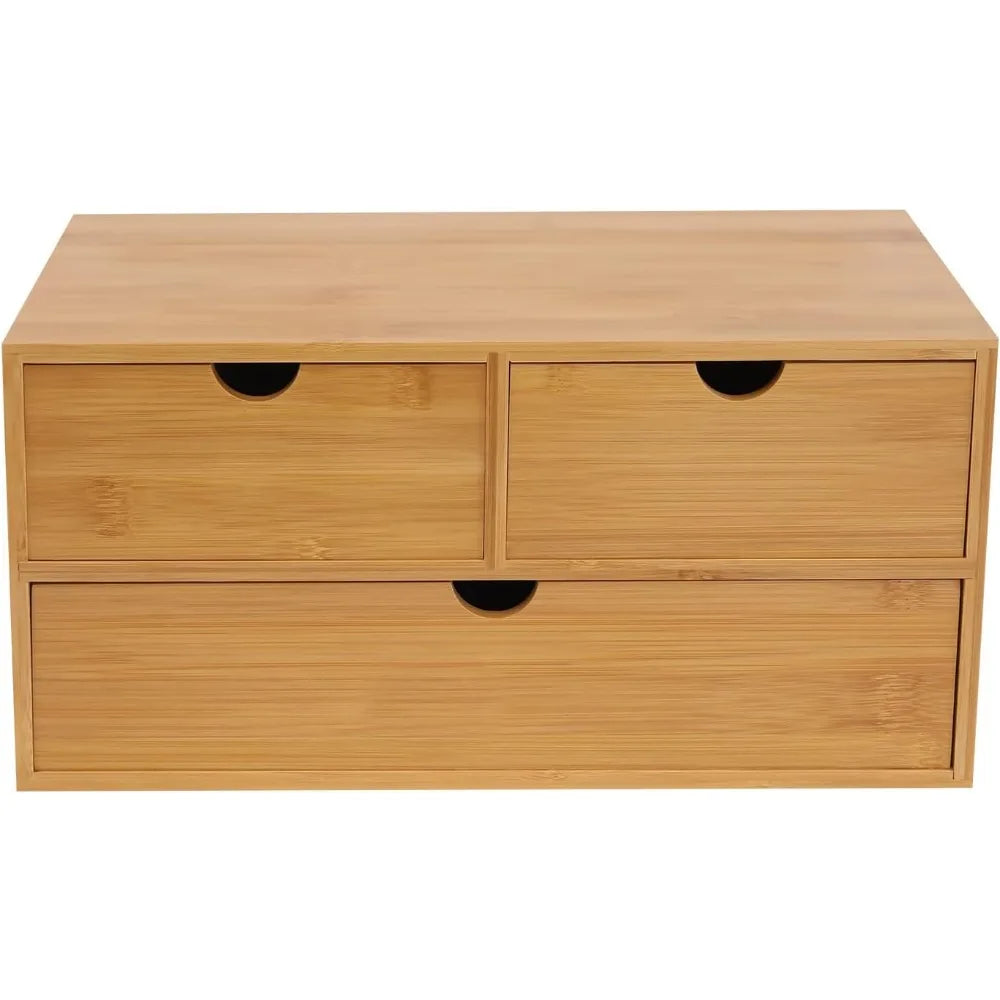 Desktop organizer with drawer wood desk organizers storage drawers handle small bamboo box for office home school