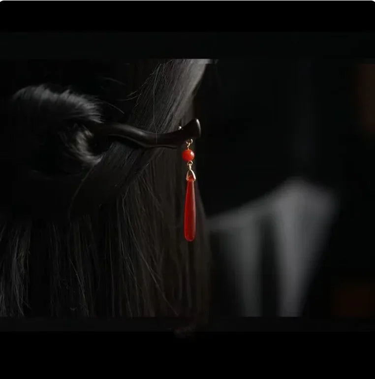 Wood tassel step shaking hairpin chopstick hair stick ancient ornament pan headdress flower styling accessories gifts