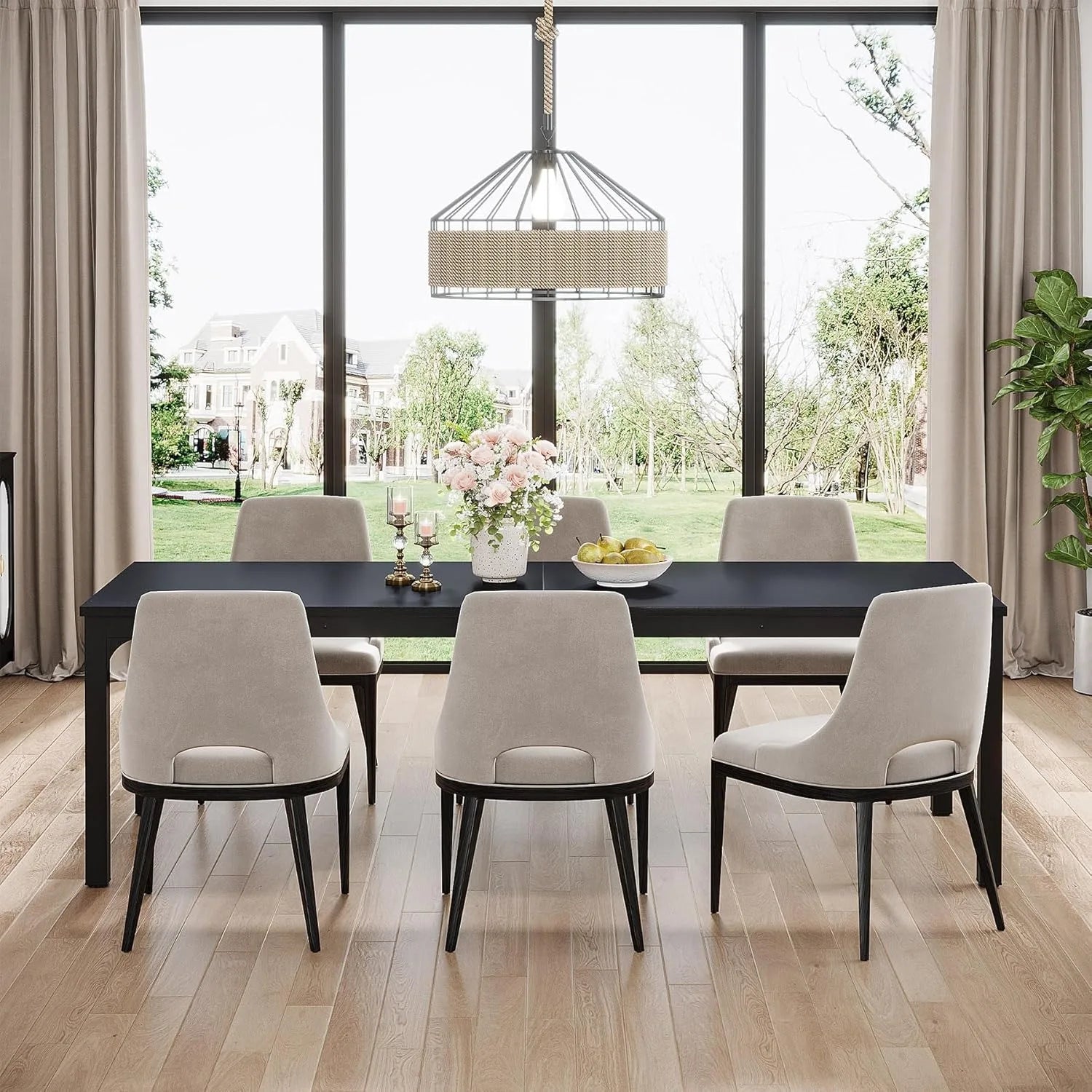 78.7 inches long dining table for 6-8 person large rectangle wood dinner (only table) (black)