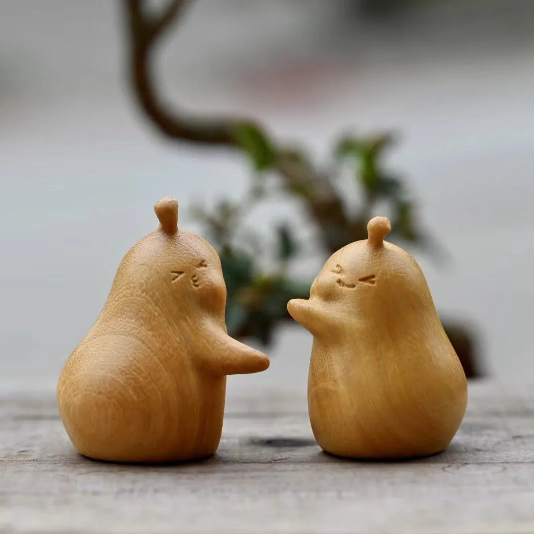 Cute wooden carvings never separate figurine valentine’s day gifts boyfriend birthday hugs pears home decor desktop