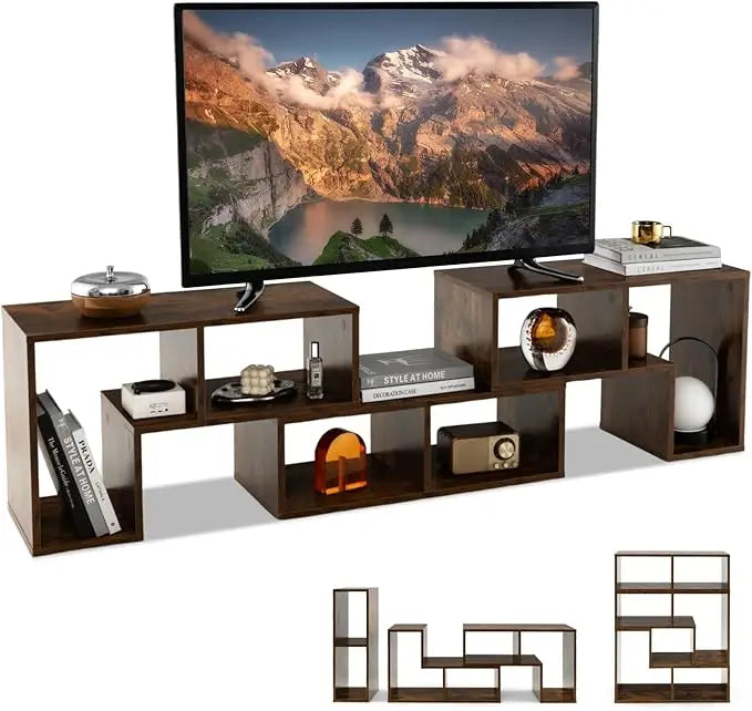 Tv stand for tvs up to 65” free combination media entertainment center 3pcs diy wooden console table modern cabinet