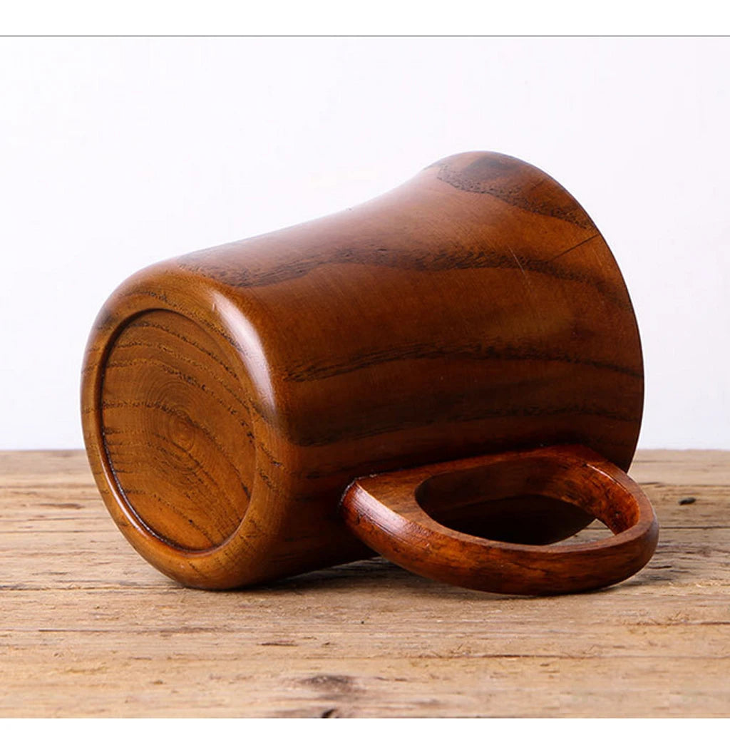 Wood cup mug beer coffee tea juice milk tankard handcrafted for camping picnic home office party accessories - style 1