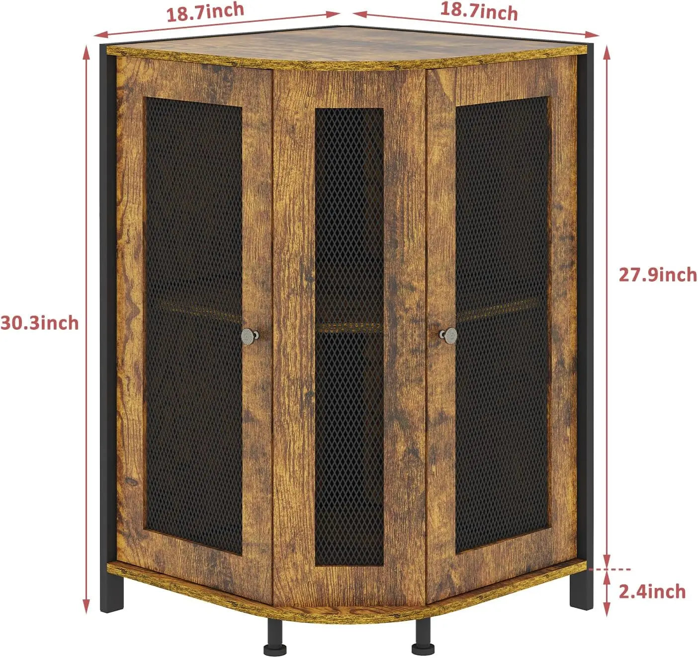 Coffee bar cabinet 3-tier corner with storage shelf & 18.7’’ countertop rustic wood station mag - united states / brown