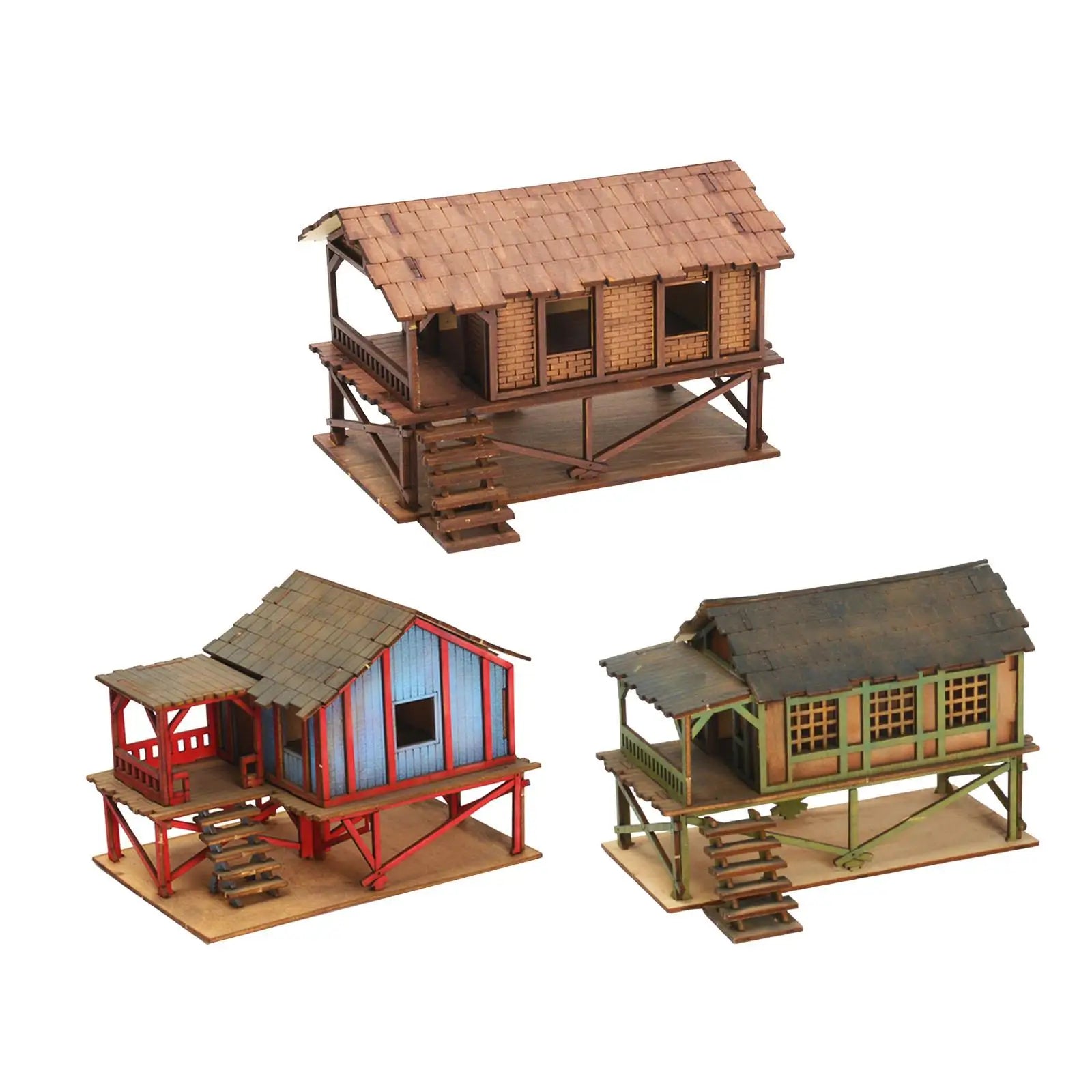 1/72 models diy wooden house assemble crafts miniature handmade buiilding model architecture kits diorama layout