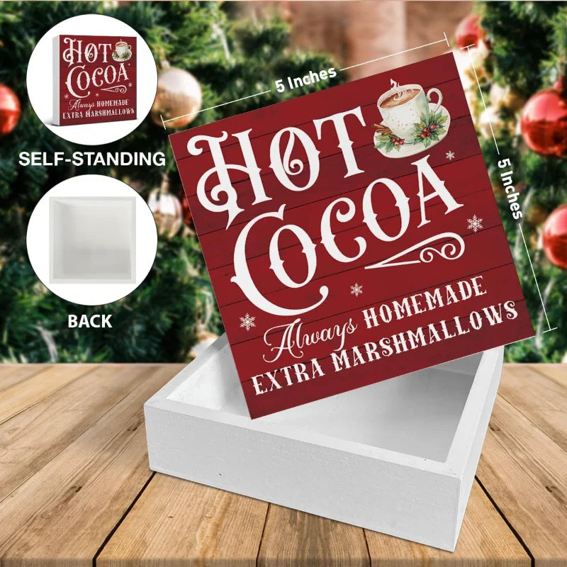 Christmas bathroom decorations funny decor wooden sign home for desk table shelf 5 x inches