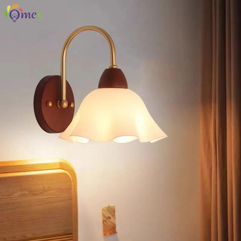 Modern indoor wall light lamp suitable for bedroom bedside living room home decor fixture wooden vintage led lamps