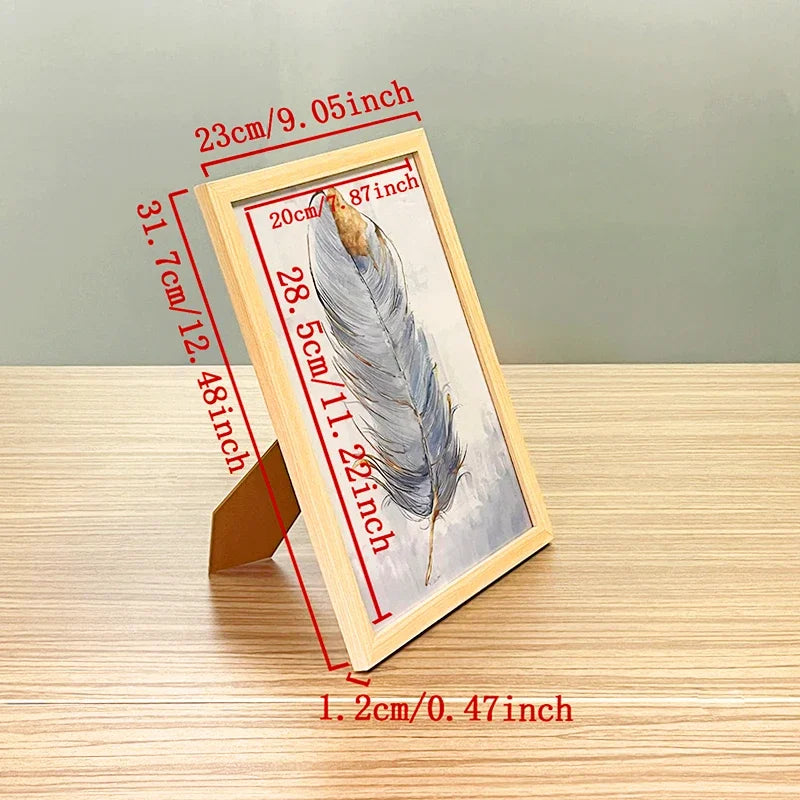 Set of 3 a4 wooden picture frames black white and apricot natural solid mount poster for wall mounting included hardware