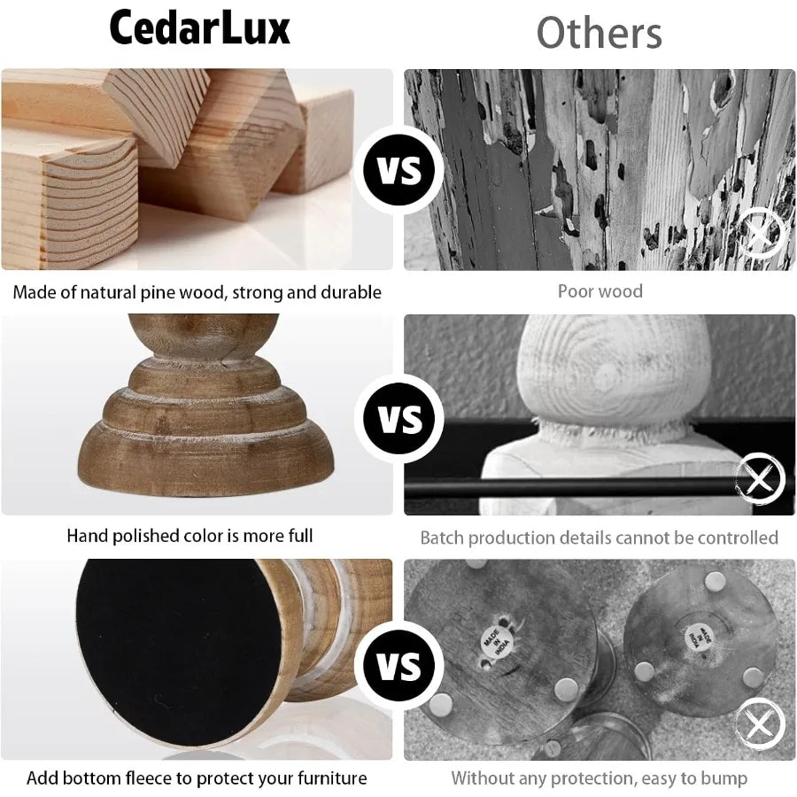 Candle holder for pillar set of 3 farmhouse wood rustic wooden stand vintage small candlesti - united states