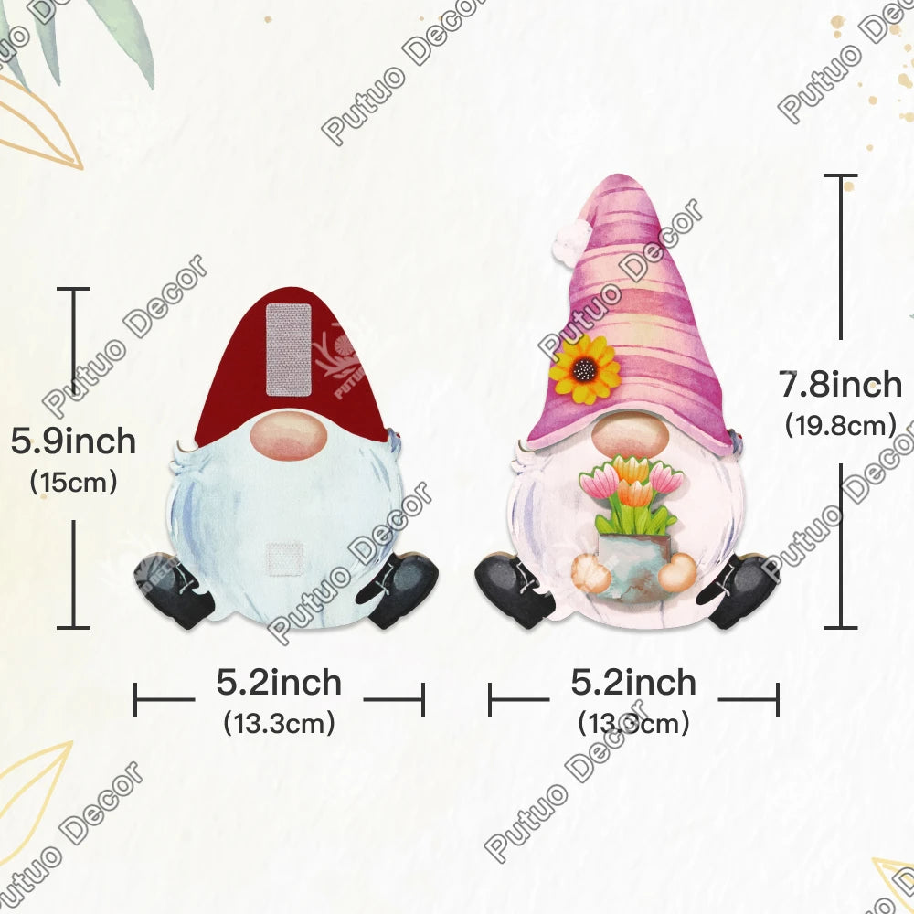 Putuo decor 1pc gnome shaped interchangeable wooden table with 12 sets of changeable velcro icons,gifts for christmas