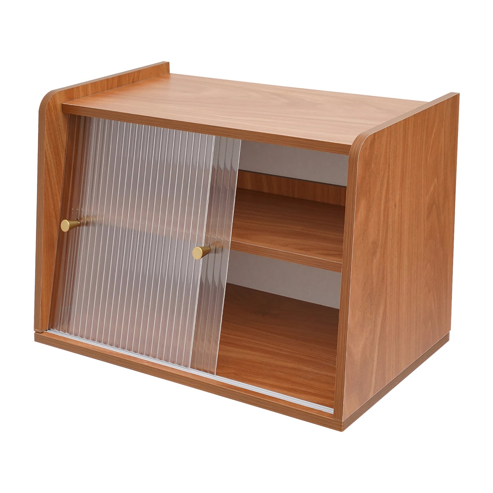 2-tier countertop storage cabinet bread box for kitchen counter pantry sideboard with sliding doors dishes bowls