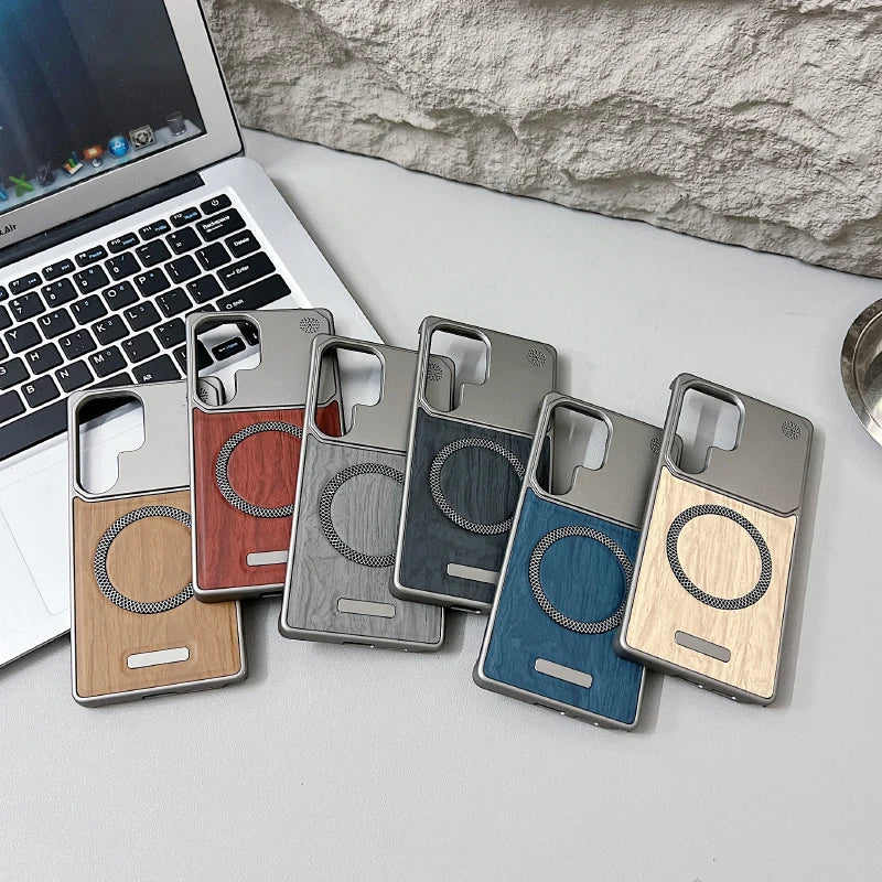 For magsafe magnetic luxury solid color wood grain not bordered aromatherapy phone case samsung s25 ultra s23 s24