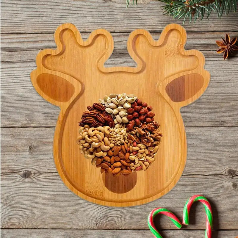 Wooden christmas serving tray wood platters snack fruit meat cheese board