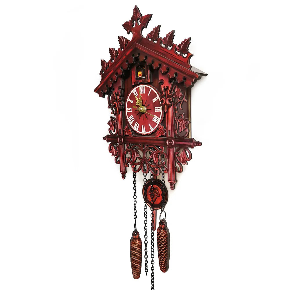 Vintage cuckoo clock tree house swing wall with roman numbers - handcrafted mdf wooden home decor for bedroom office