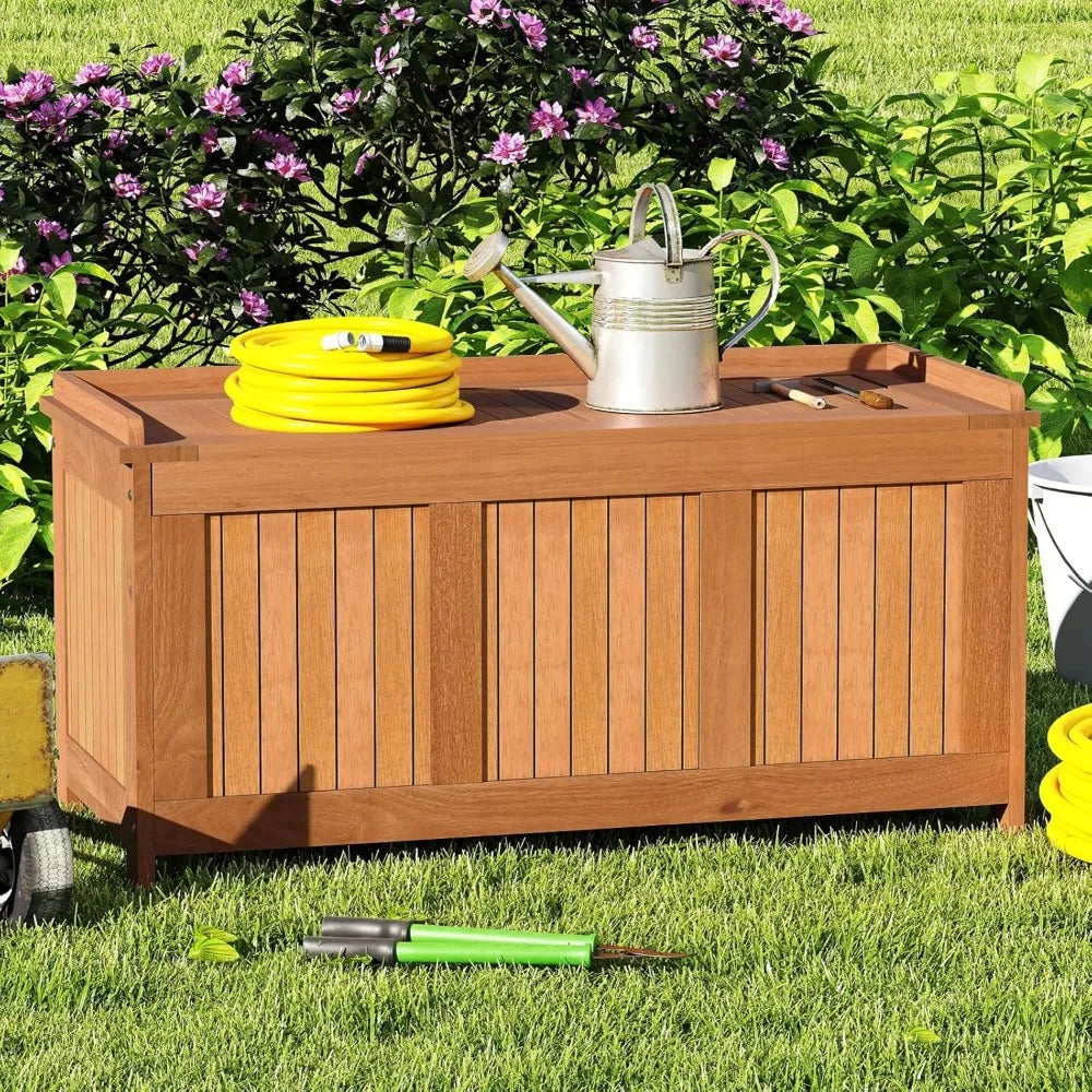 Patio storage bin 58 gallon outdoor deck box for furniture cushions pillows garden tools pool accessories - united