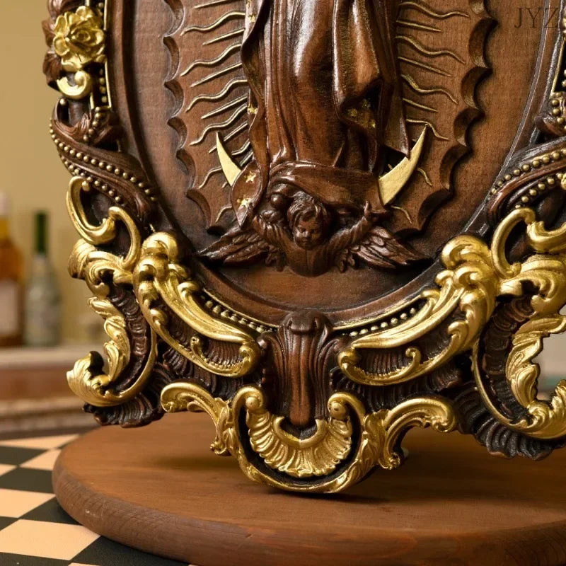 High quality religious wood carving virgin mary statue madonna catholic family church wall decor - (christian)