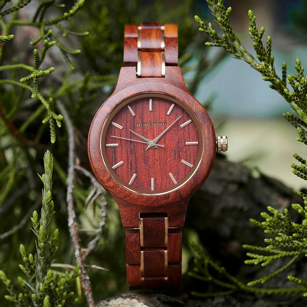 Bobo bird women’s wooden watch zebrawood walnut red sandalwood minimalist design handmade gift with box dropshipping