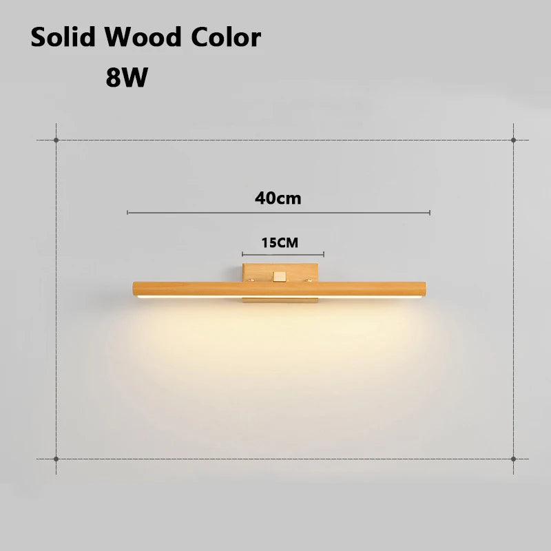 Modern wood dressing table wall lamp acrylic lampshade rotatable led sconce lights home decor mirror painting
