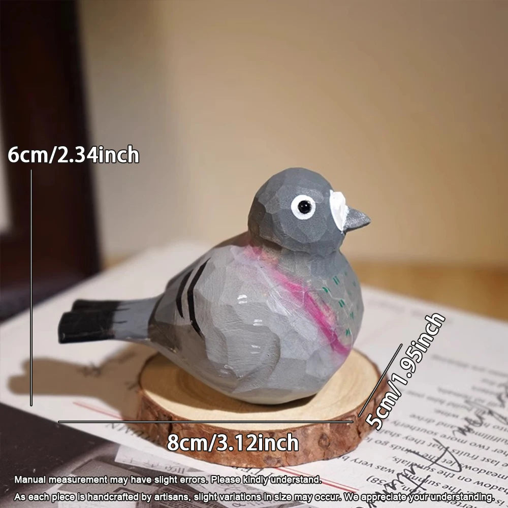 Wood carved small bird craft peace dove decor white pigeons gray pigeon handcrafted wooden carving christmas decoration