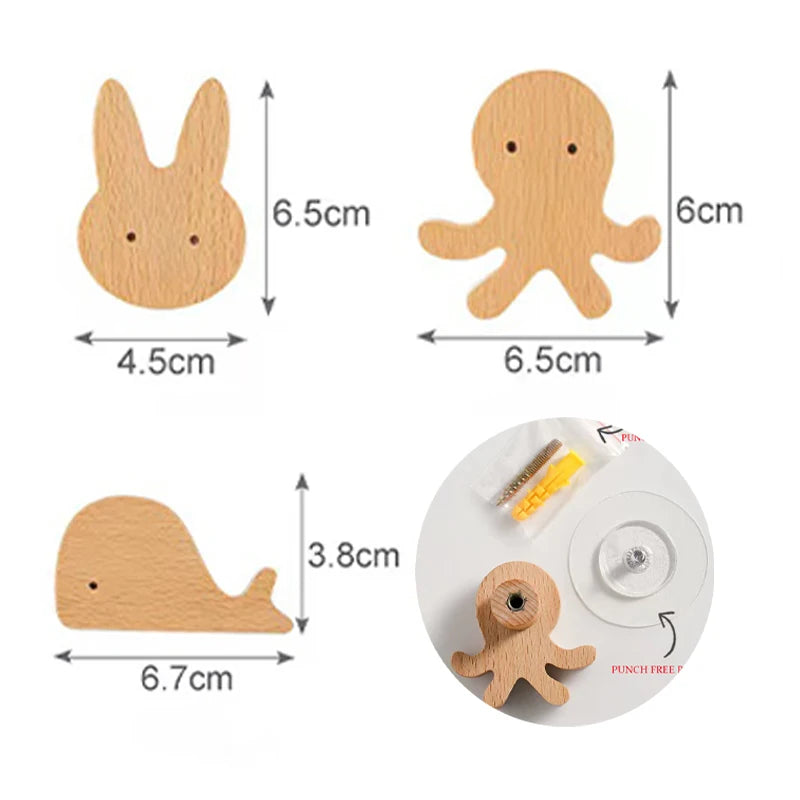 3pcs wood hooks organization wall holder clothes hanger keychain door hook bathroom kitchen accessories deco for home