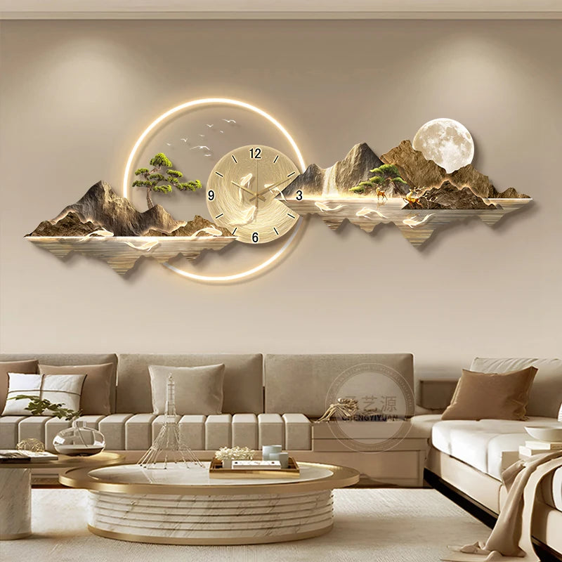 Large led wall clocks art mural luxury wooden restaurant nordic minimalist watch fashion relogio de parede room