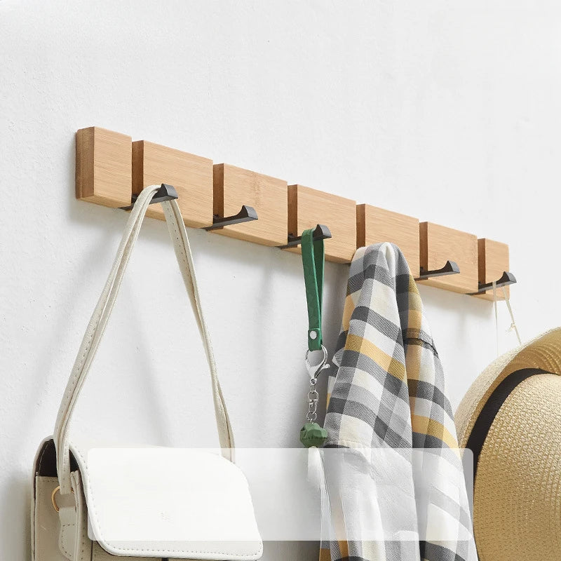 Hole-free invisible hook wall-mounted entrance door folding coat clothes hanging rack into the bathroom row key hooks