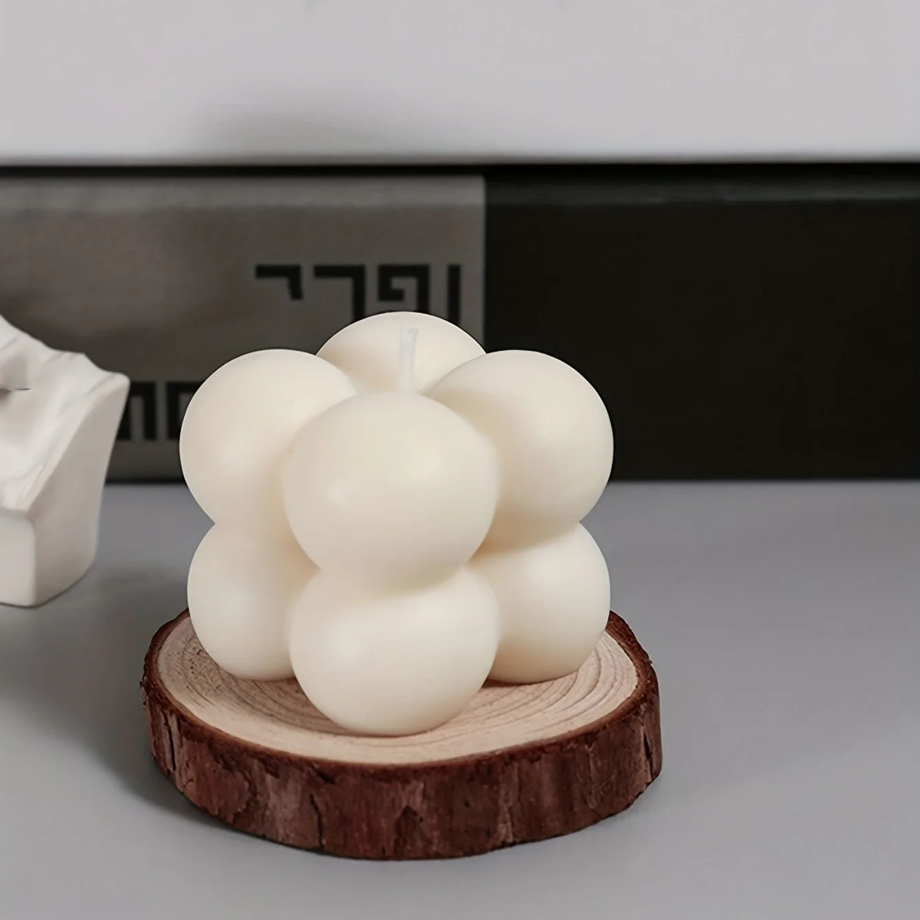 2pcs - wooden aromatherapy candle tray minimalist instagram style decorative decoration round base - brown