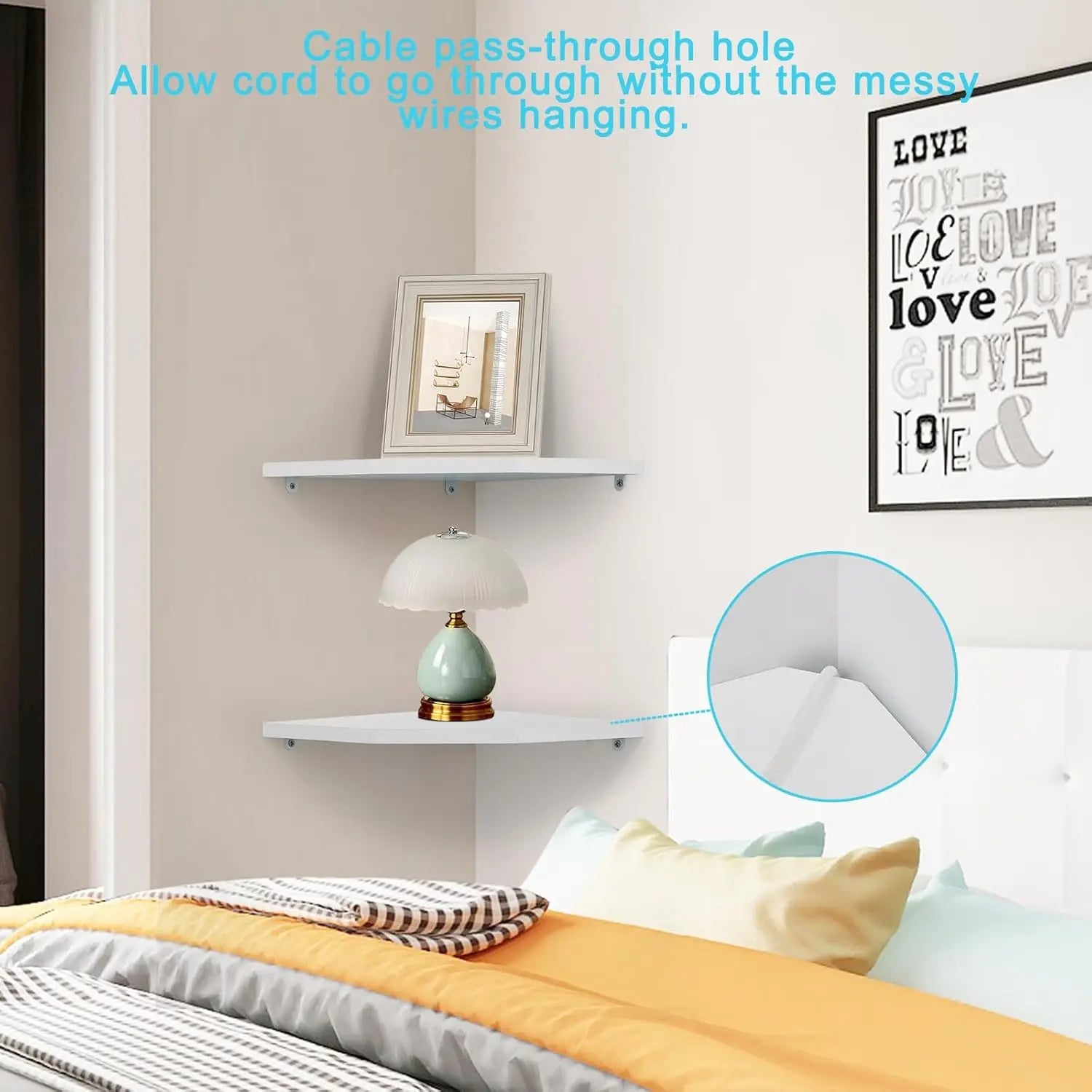 Wood corner wall shelves set of 2 solid floating for round end mounted shelf fo - united states / b0bwfh8c8z