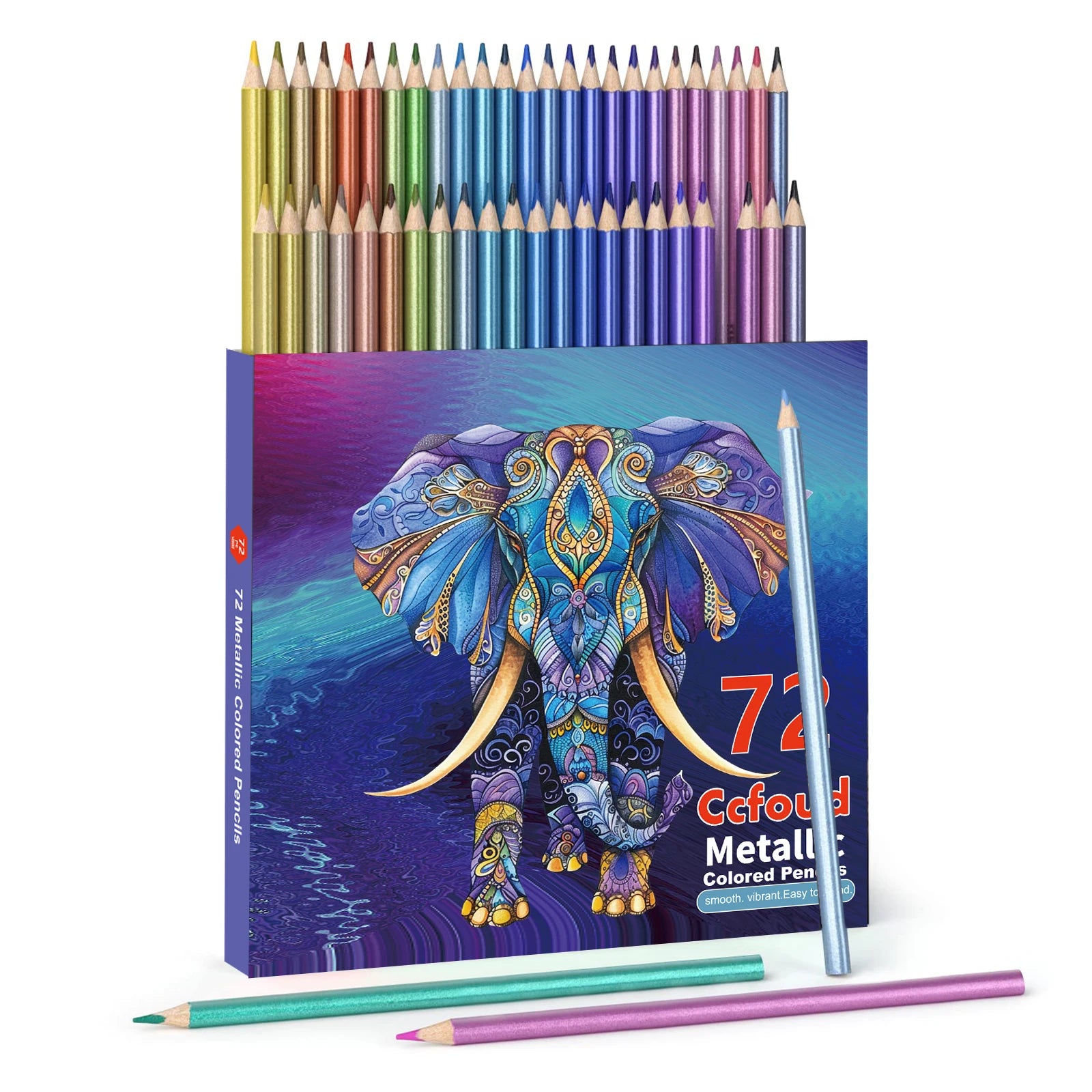 72 metallic colored pencils soft core coloring with vibrant color ideal for artists drawing blending sketching - united
