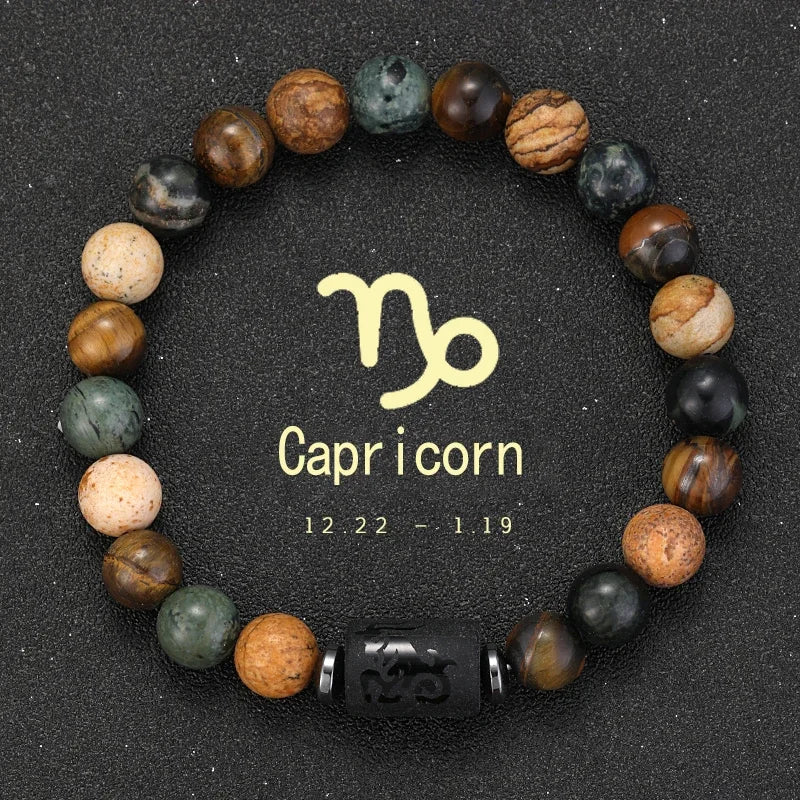 12 zodiac bracelets natural stone cancer virgo leo libra bracelet couples friendship gifts jewelry pulsera hombre
